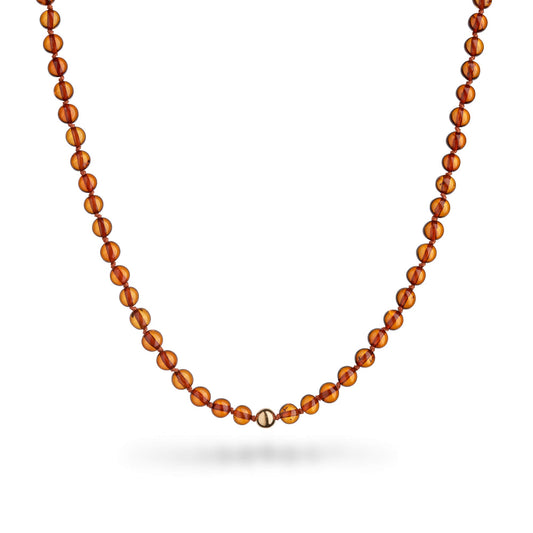 Gintaro vėrinys vaikams su AU750 prabos auksu.
Konjako atspalvio gintaro vėrinys
AU750 prabos geltono aukso akcentas
Vėrinio ilgis: 36-37 cm
Svoris: 4,70 g
Detalių diametras: 5 mm
Suverta ant tvirto siūlo, su mazgeliais
Plastikinis užsukamas užsegimas
Gaminys prabuotas Lietuvos Prabavimo Rūmuose