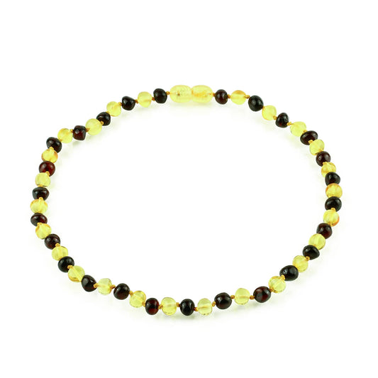 Amber Necklace for Children - Two-tone (lemon and cherry colors)