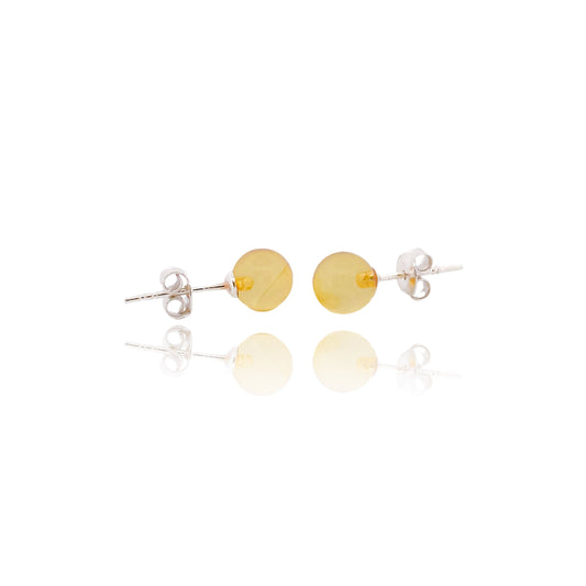 Silver earrings with amber STUDS