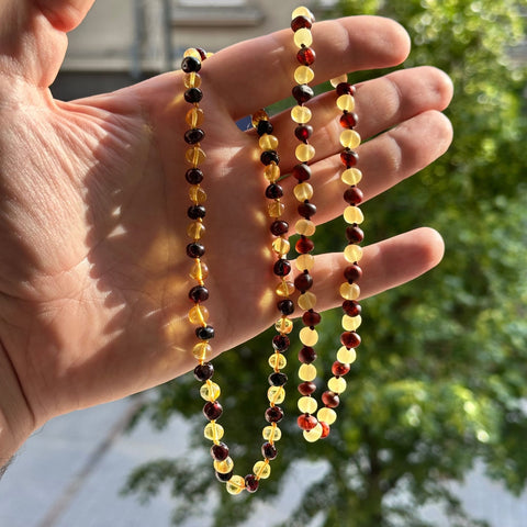 Amber Bracelet for Children - Two-Tone (Lemon and Cherry Colors)