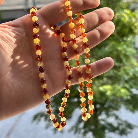 Amber Bracelet for Children - Two-tone (Cognac and Matte Yellow)
