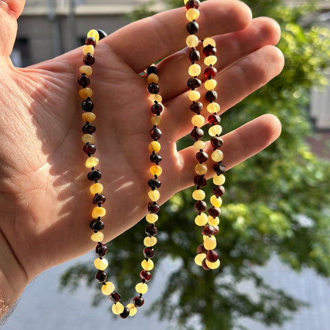Amber Bracelet for Children - Two-tone (Cherry and Matte Yellow)