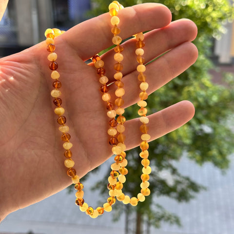 Amber Bracelet for Children - Two-Tone Two-Tone Two-Tone (Honey and Matte Yellow Colors)
