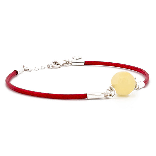 Red Cord Bracelet RED with Amber