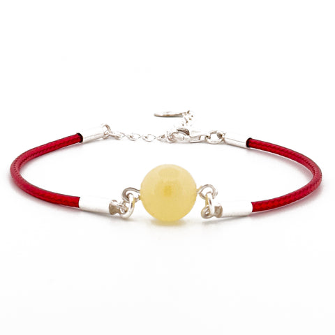 Rotes Kordelarmband ROT mit Bernstein